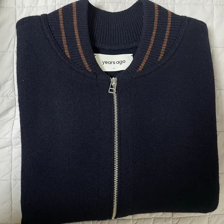 [BUNJANG] Years Ago Merino Wool Knit Varsity Jacket Navy M / 이얼즈어고 메리노 울 니트 바시티 자켓 네이비 M 사이즈