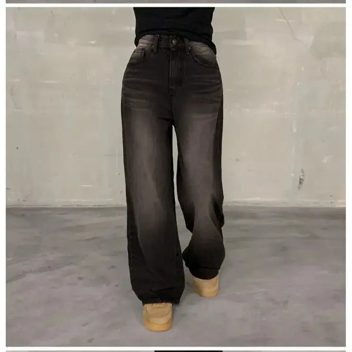 [BUNJANG] Wide Long Jeans Pants - Dark Blue/Black / 와이드 롱팬츠 진청,흑청(새상품/키작녀, 44도 가능)