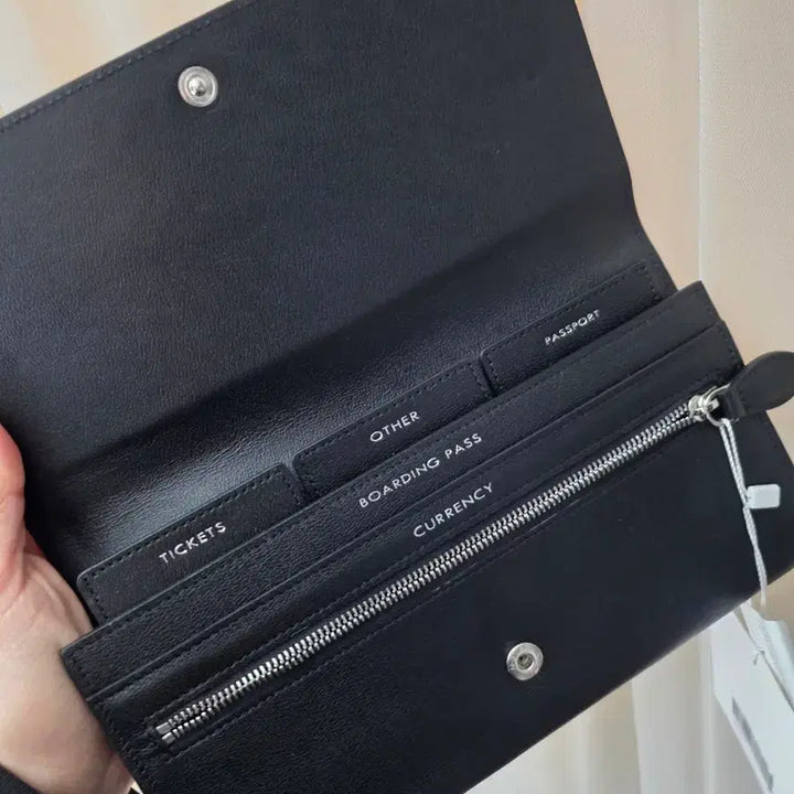 [BUNJANG] Polene Black Leather Long Wallet Passport Holder / 폴렌 블랙 가죽 장지갑 여권지갑 보딩패스