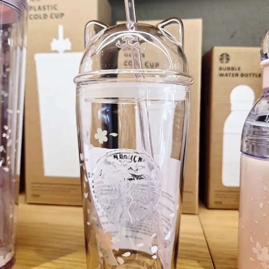 [BUNJANG] Starbucks Blooming Cat Glass Cold Cup 500ml / 스타벅스 블루밍 캣 글라스 콜드컵 500ml