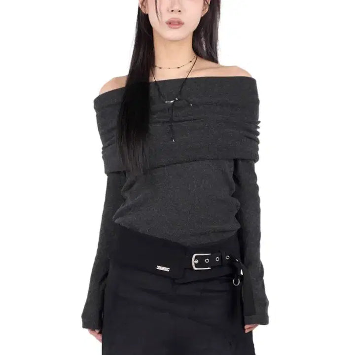 [BUNJANG] RitKim Angora Off-Shoulder Knit Ivory / 릿킴 앙고라 오프숄더 니트 아이보리