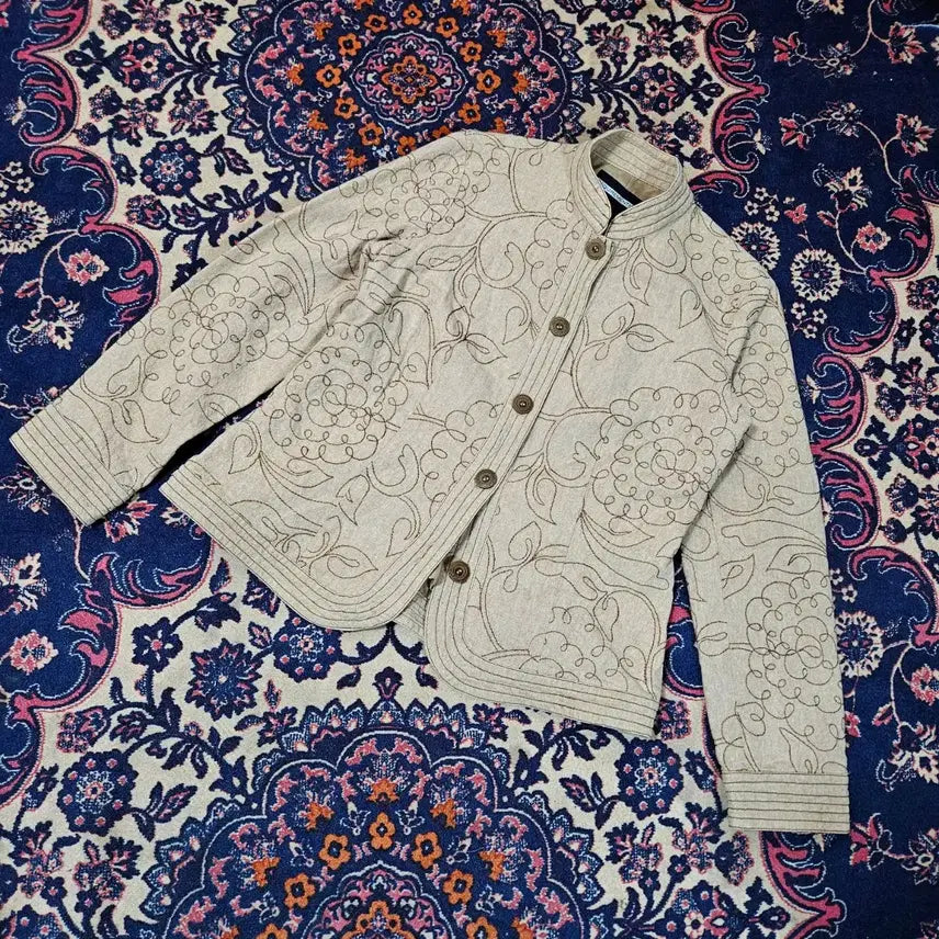 [SOLD OUT] Requirements 린넨 블렌딩 자수 밴드 버튼업 자켓 S size