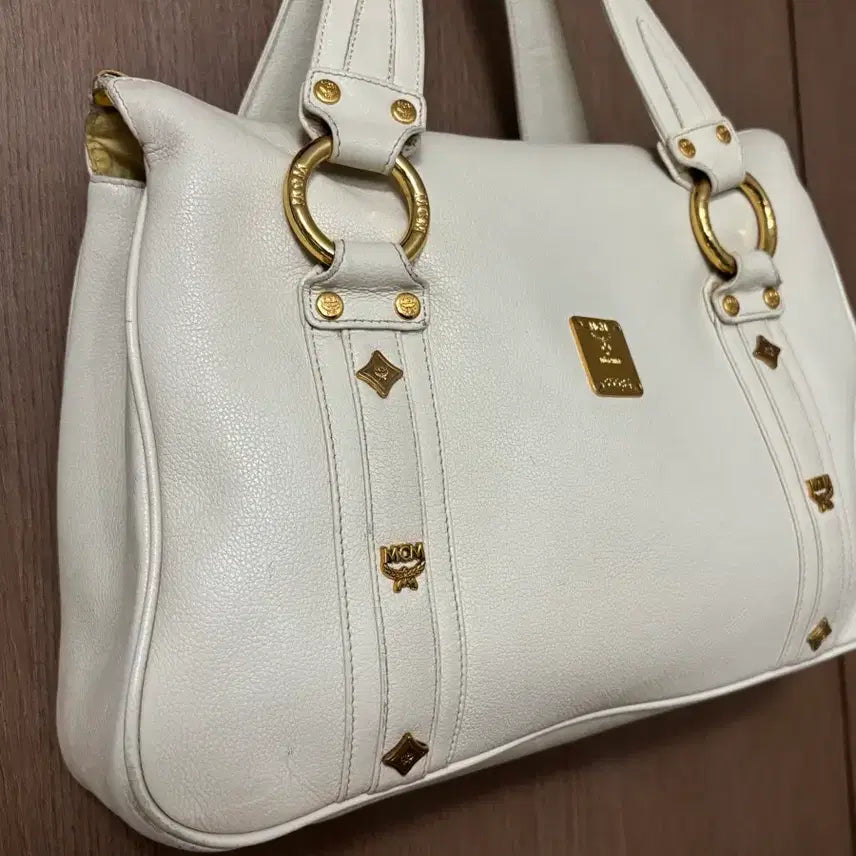 [BUNJANG] MCM Leather Cream Ivory Tote Bag / MCM 엠씨엠 레더 크림아이보리 토트백