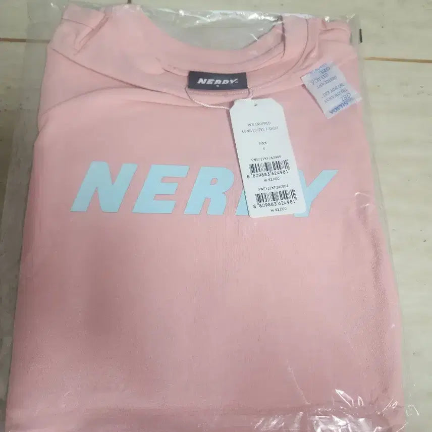 [BUNJANG] NERDY Crop Long Sleeve T-Shirt Pink S / 널디 크롭 긴팔 티셔츠 핑크S사이즈