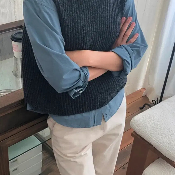 [BUNJANG] ounce Turtleneck Vest Charcoal / (새상품)ounce 터틀넥 베스트 차콜