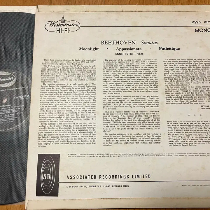 [BUNJANG] Egon Petri Beethoven Piano Sonatas &