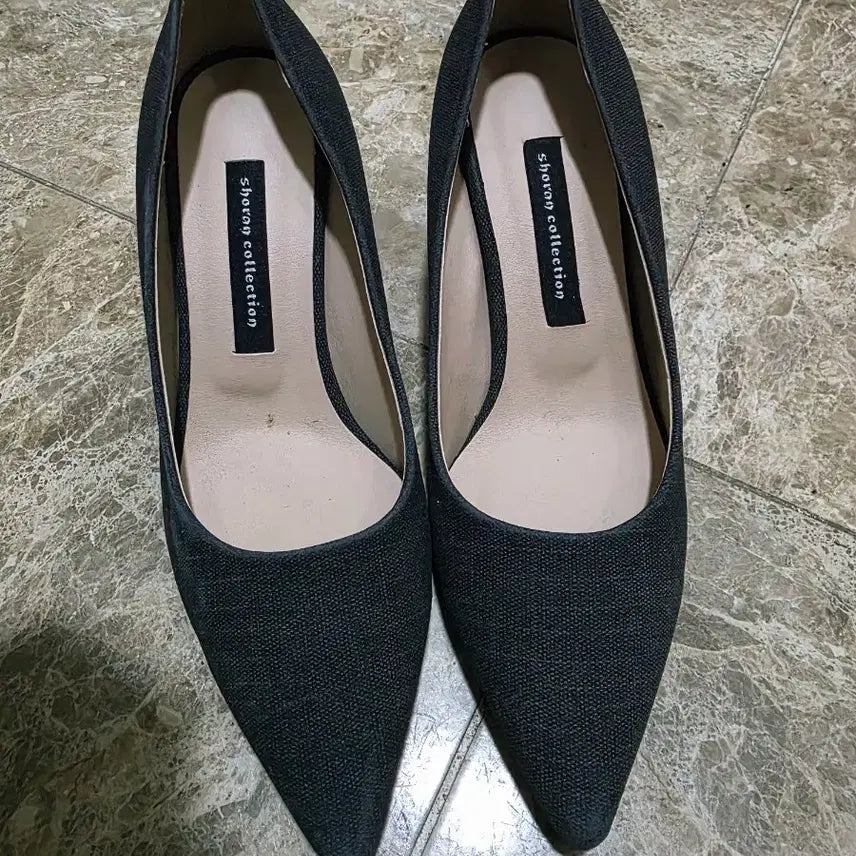 [BUNJANG] Shoran Collection Charcoal Fabric Stiletto Pumps (225mm) / Shoran Collection 패브릭 펌프스 (225mm)