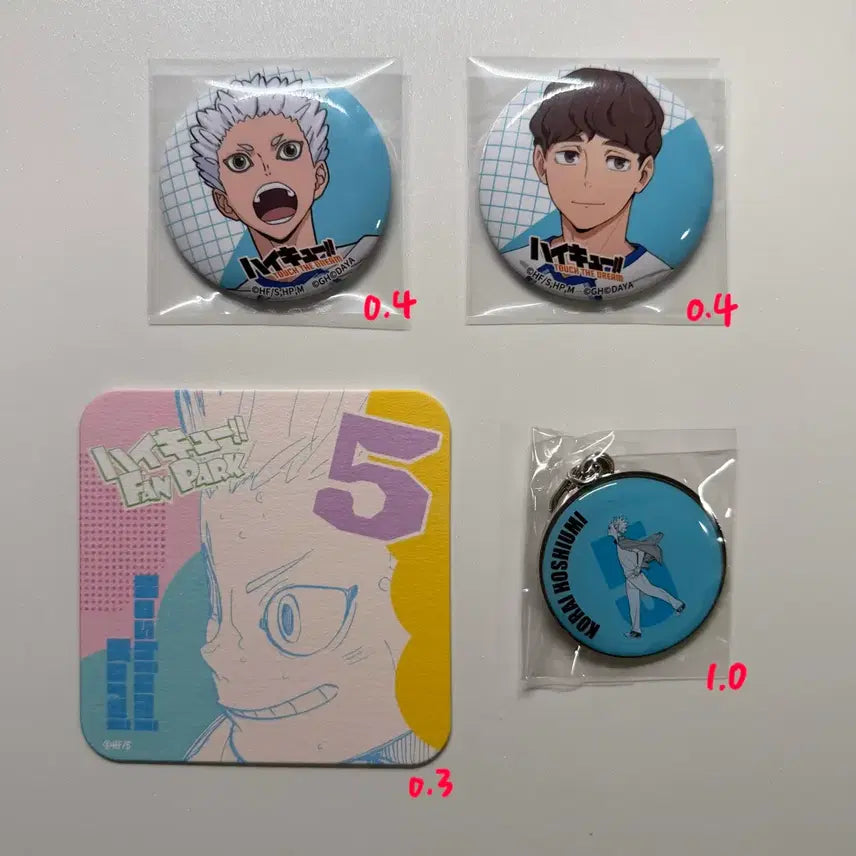[SOLD OUT] 하이큐 호시우미,히루가미 굿즈 모음(캔뱃지,코스터,등교 키링)