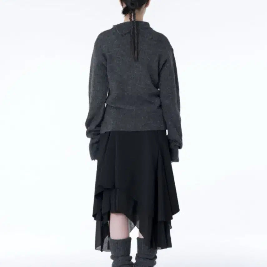 [BUNJANG] Miseki Seoul Side Button Knit Charcoal / 미세키서울 side button knit (차콜