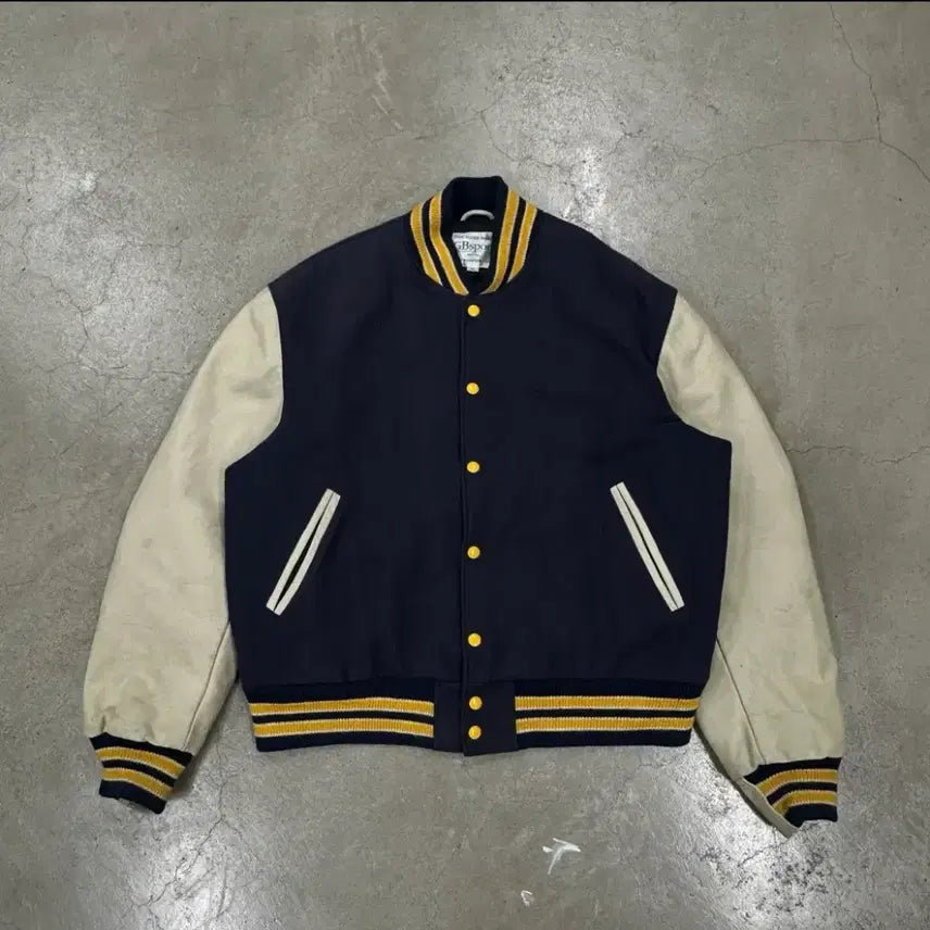 [BUNJANG] Golden Bear Varsity Jacket Navy Gold / Made in USA 골든베어 바시티 자켓 네이비 골드
