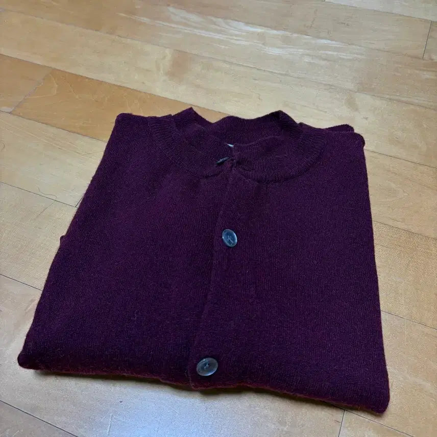 [BUNJANG] Waveis Double Frame Round Neck Cardigan - Burgundy / [1] 웨이비니스 더블  프레임 라운드 넥 가디건 버건디
