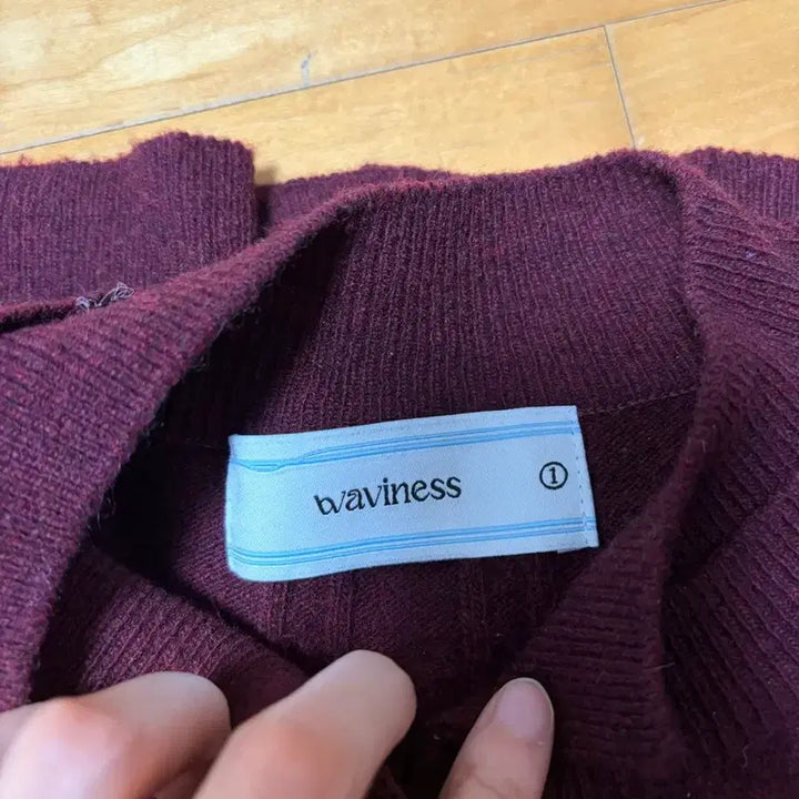 [BUNJANG] Waveis Double Frame Round Neck Cardigan - Burgundy / [1] 웨이비니스 더블  프레임 라운드 넥 가디건 버건디