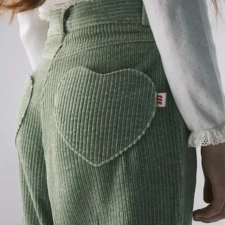 [BUNJANG] Fun From Fun Heart Pocket Corduroy Pants / {정가 13.8 새상품} 펀프롬펀 하트 포켓 코듀로이 바지 팬츠 M