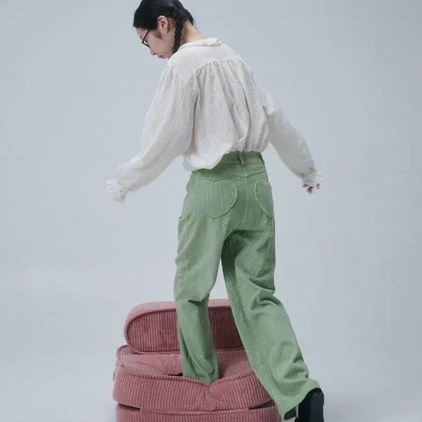 [BUNJANG] Fun From Fun Heart Pocket Corduroy Pants / {정가 13.8 새상품} 펀프롬펀 하트 포켓 코듀로이 바지 팬츠 M