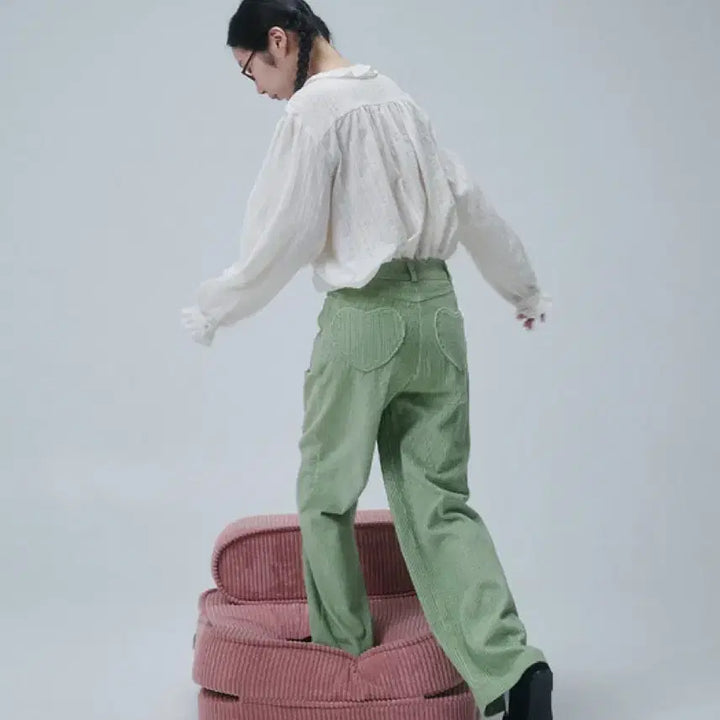 [BUNJANG] Fun From Fun Heart Pocket Corduroy Pants / {정가 13.8 새상품} 펀프롬펀 하트 포켓 코듀로이 바지 팬츠 M