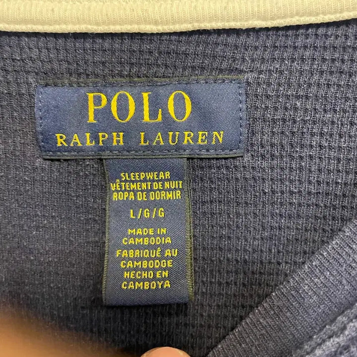 [BUNJANG] Polo Ralph Lauren Waffle Long Sleeve T-Shirt / 폴로 랄프로렌 긴팔 와플 티셔츠 네이비 가슴53 기장70
