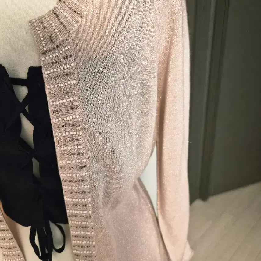 [BUNJANG] Alott Japan Brand Pearl Bead Open Knit Cardigan / ALOTT일본브랜드 니트가디건