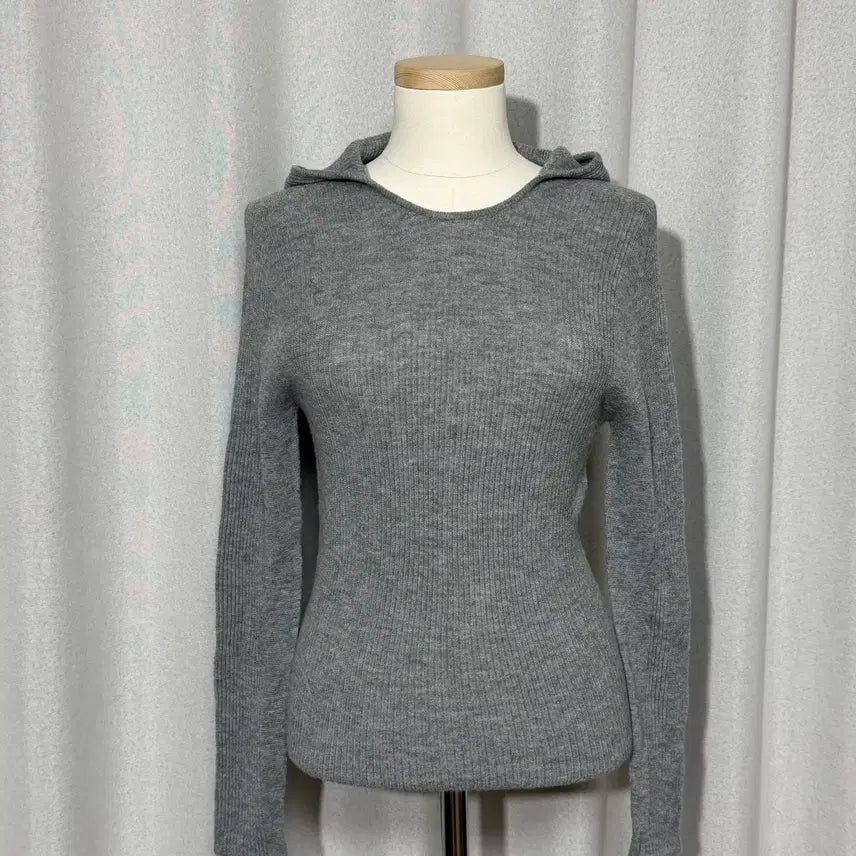 [BUNJANG] Obze Cashmere Hooded Knit Top (Gray) / 한섬 오브제 캐시미어 후드 니트 탑 (그레이) - 미착용 새상품