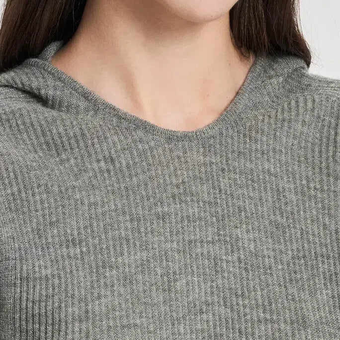 [BUNJANG] Obze Cashmere Hooded Knit Top (Gray) / 한섬 오브제 캐시미어 후드 니트 탑 (그레이) - 미착용 새상품