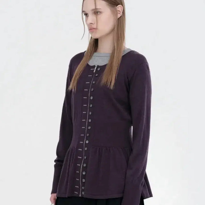 [BUNJANG] Willowmoon Fake Button Zip-up Cardigan [Purple] / 밀로우먼 페이크 버튼 집업 가디건 [퍼플]