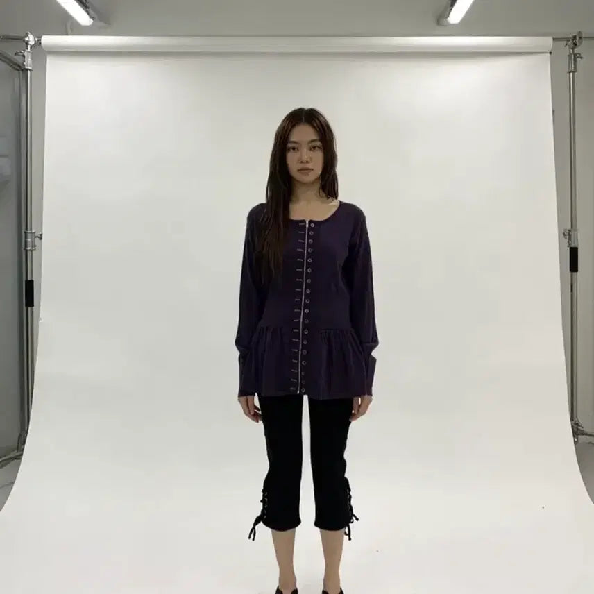 [BUNJANG] Willowmoon Fake Button Zip-up Cardigan [Purple] / 밀로우먼 페이크 버튼 집업 가디건 [퍼플]