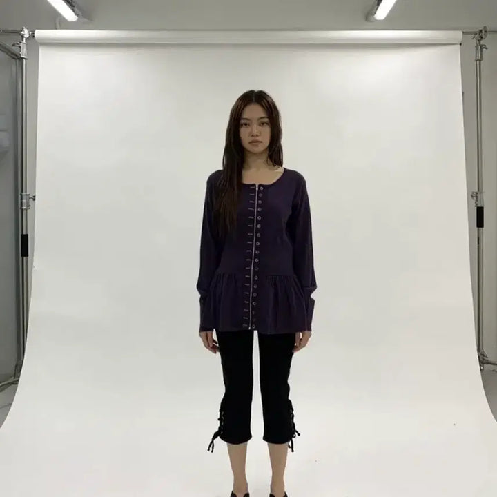 [BUNJANG] Willowmoon Fake Button Zip-up Cardigan [Purple] / 밀로우먼 페이크 버튼 집업 가디건 [퍼플]