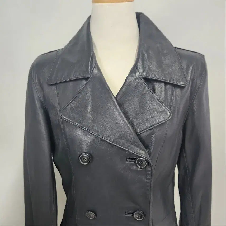 [BUNJANG] ULM Leather Double Button Trench Coat (Women&