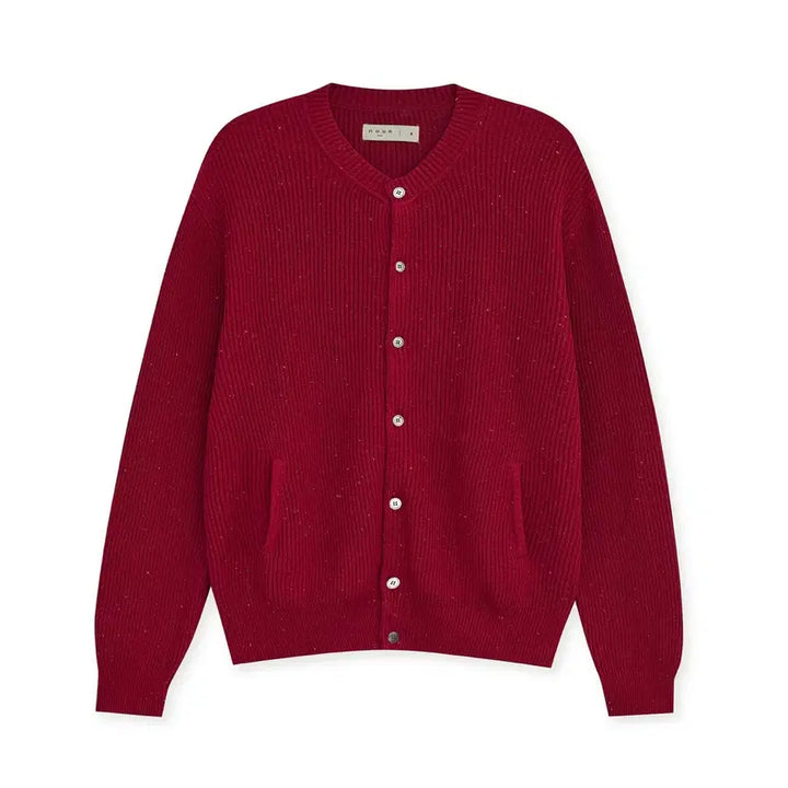[BUNJANG] Known Nep Yarn Crewneck Cardigan (Red) / 노운 / 네프 얀 크루넥 가디건 (레드) / 1