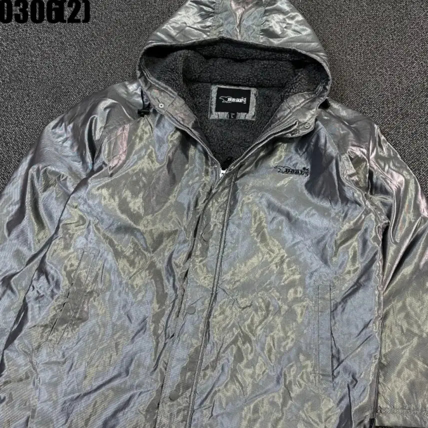 [SOLD OUT] BEAR 베어 후드 롱 코트 실버