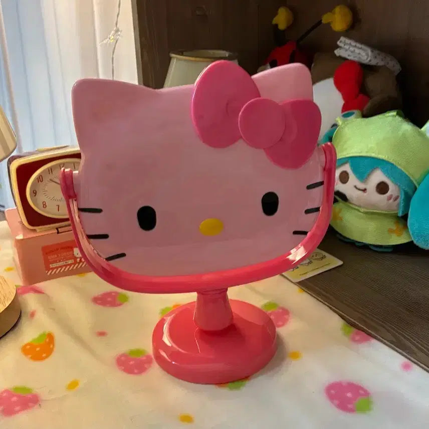 [BUNJANG] Hello Kitty Pink Face Desk Mirror / 헬로키티 핑크 페이스 탁상 거울