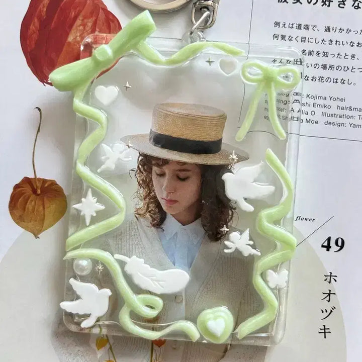 [BUNJANG] These Transparent Photo Frame Keyring / 투명 포토 프레임 키링 그린 데코