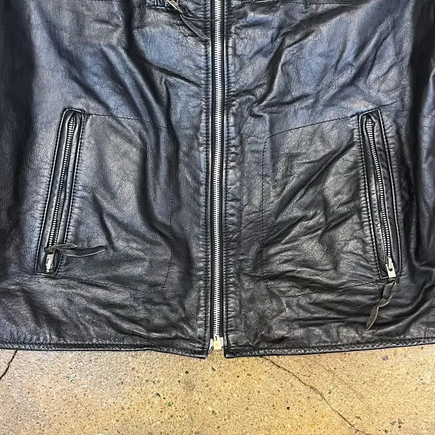 [BUNJANG] Vintage Black Cowhide Leather Rider Jacket / 미국 빈티지 블랙 소가죽 라이더 자켓