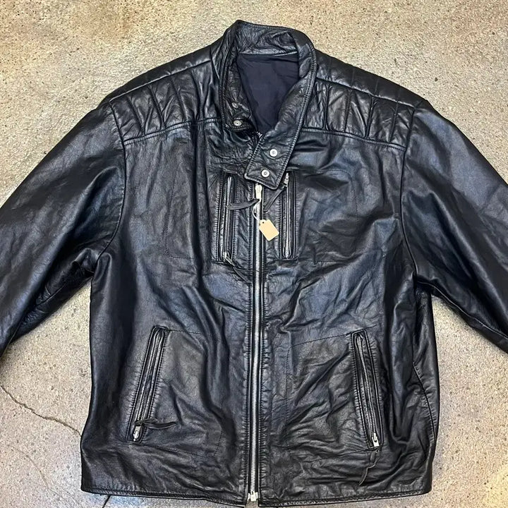 [BUNJANG] Vintage Black Cowhide Leather Rider Jacket / 미국 빈티지 블랙 소가죽 라이더 자켓