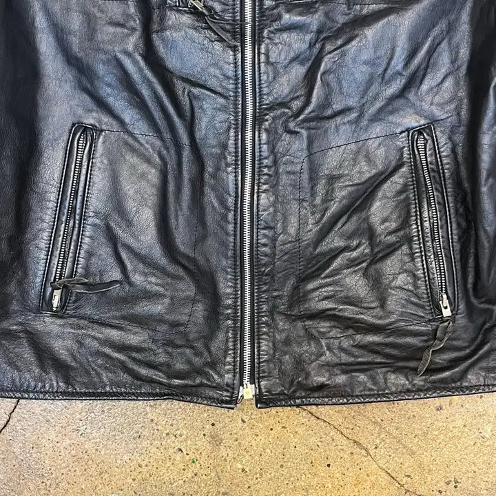 [BUNJANG] Vintage Black Cowhide Leather Rider Jacket / 미국 빈티지 블랙 소가죽 라이더 자켓