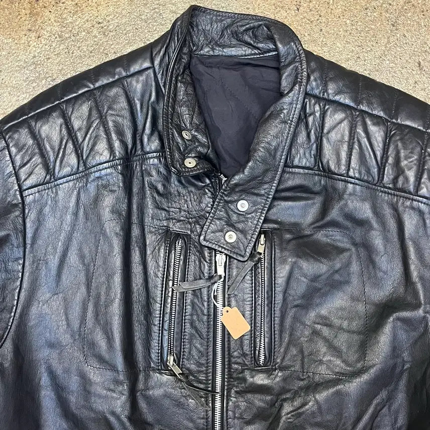 [BUNJANG] Vintage Black Cowhide Leather Rider Jacket / 미국 빈티지 블랙 소가죽 라이더 자켓