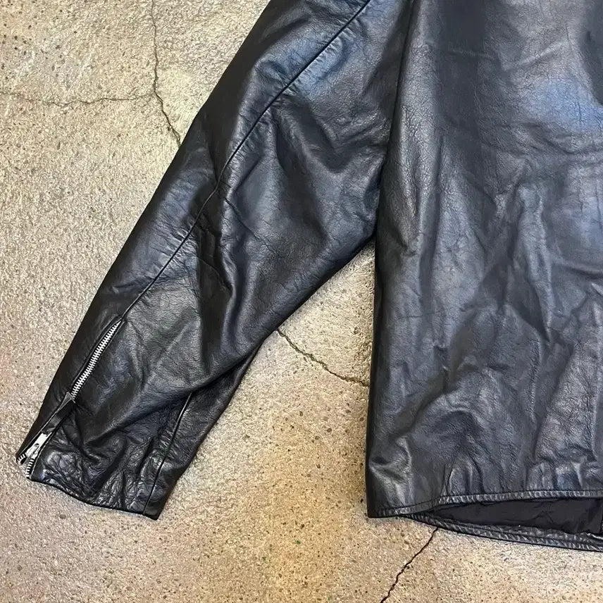 [BUNJANG] Vintage Black Cowhide Leather Rider Jacket / 미국 빈티지 블랙 소가죽 라이더 자켓