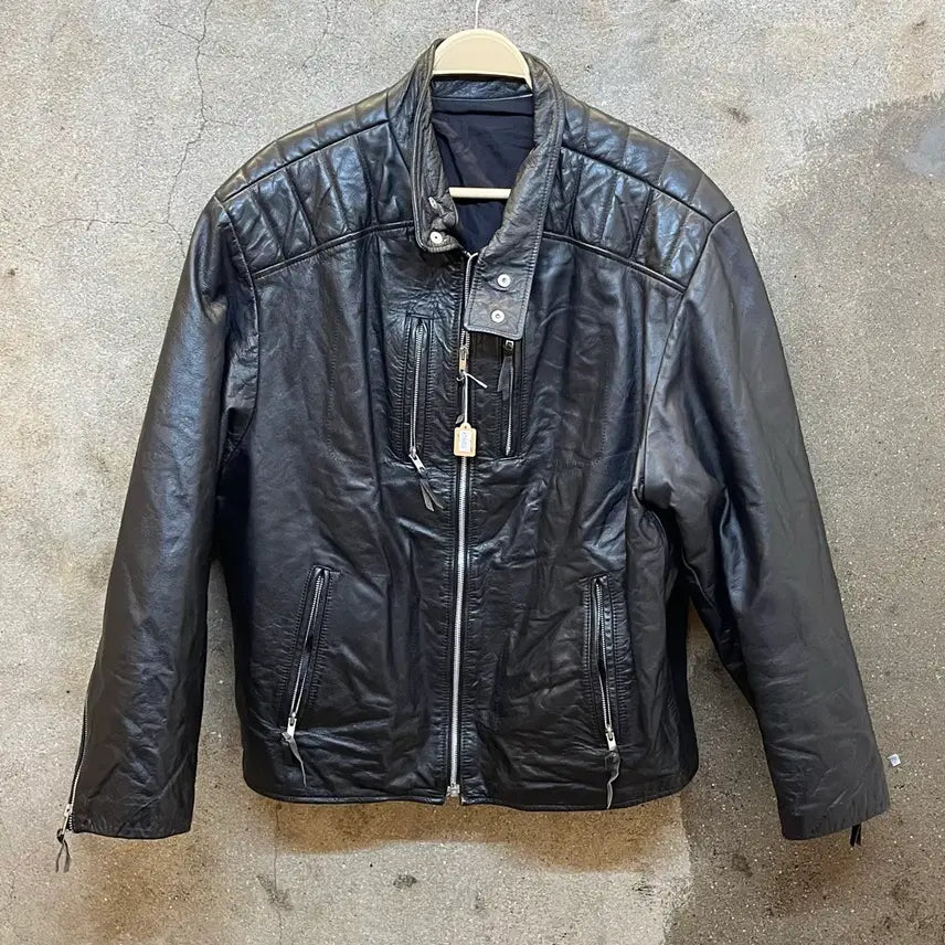 [BUNJANG] Vintage Black Cowhide Leather Rider Jacket / 미국 빈티지 블랙 소가죽 라이더 자켓