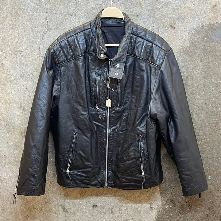 [BUNJANG] Vintage Black Cowhide Leather Rider Jacket / 미국 빈티지 블랙 소가죽 라이더 자켓