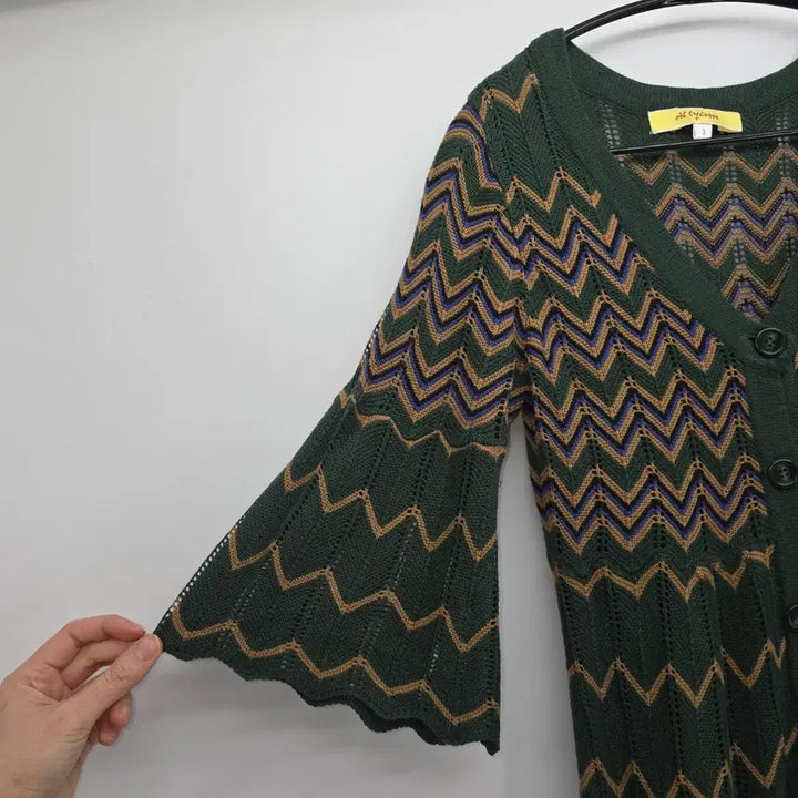 [BUNJANG] Dil Tycoon Zigzag Knit Long Cardigan / 지그재그 니트 롱 가디건 일본빈티지 [A20158]