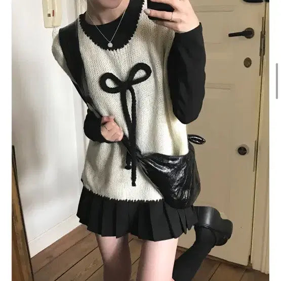 [BUNJANG] Mini Poe Mori Vintage Vest Skirt Set / 미니포에 스나계 모리 빈티지 조끼 스커트 세트