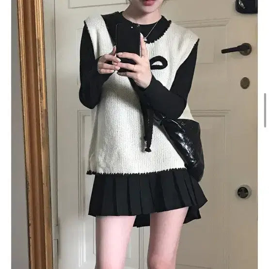 [BUNJANG] Mini Poe Mori Vintage Vest Skirt Set / 미니포에 스나계 모리 빈티지 조끼 스커트 세트