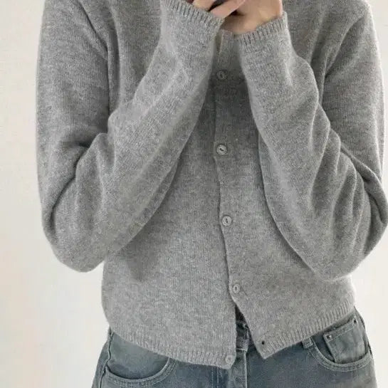 [BUNJANG] Marryaround Gray Cardigan / 회색 가디건 Free 사이즈 울100간절기 보온 55 66 메리어라운드