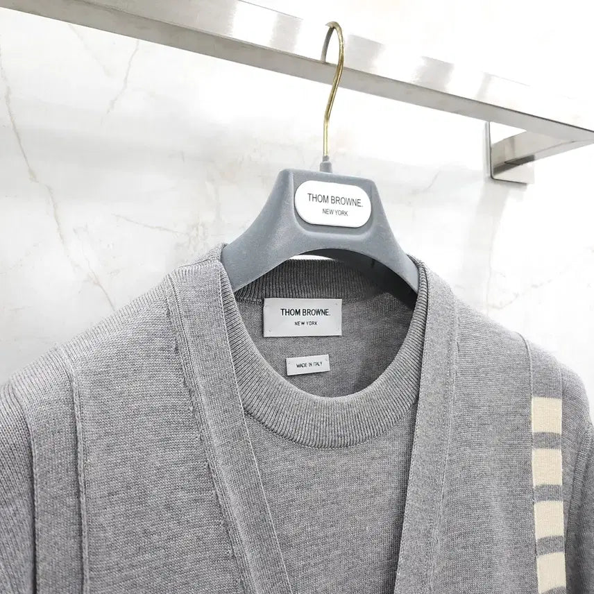 [BUNJANG] Thom Browne Merino Wool Vest Cardigan / 2 / 톰브라운 사선완장 메리노 울 베스트 니트 가디건