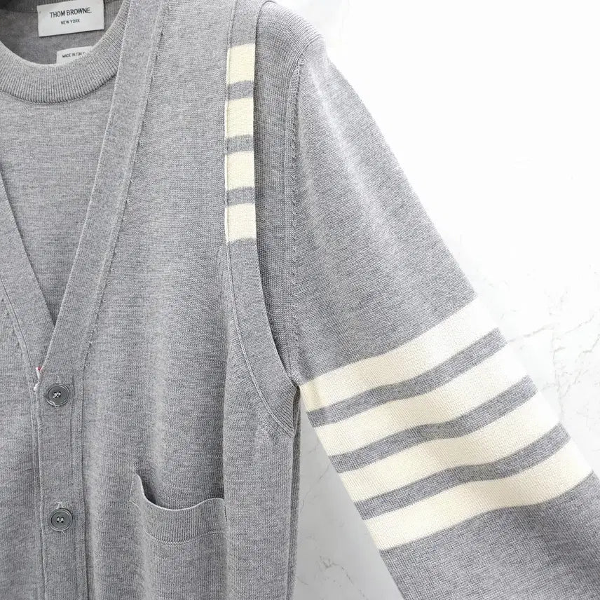 [BUNJANG] Thom Browne Merino Wool Vest Cardigan / 2 / 톰브라운 사선완장 메리노 울 베스트 니트 가디건