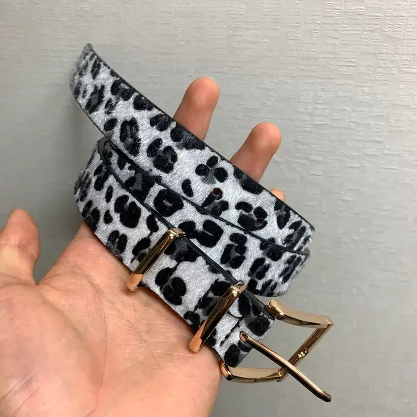 [BUNJANG] Leopard Fur Belt / 레오파드 퍼 벨트