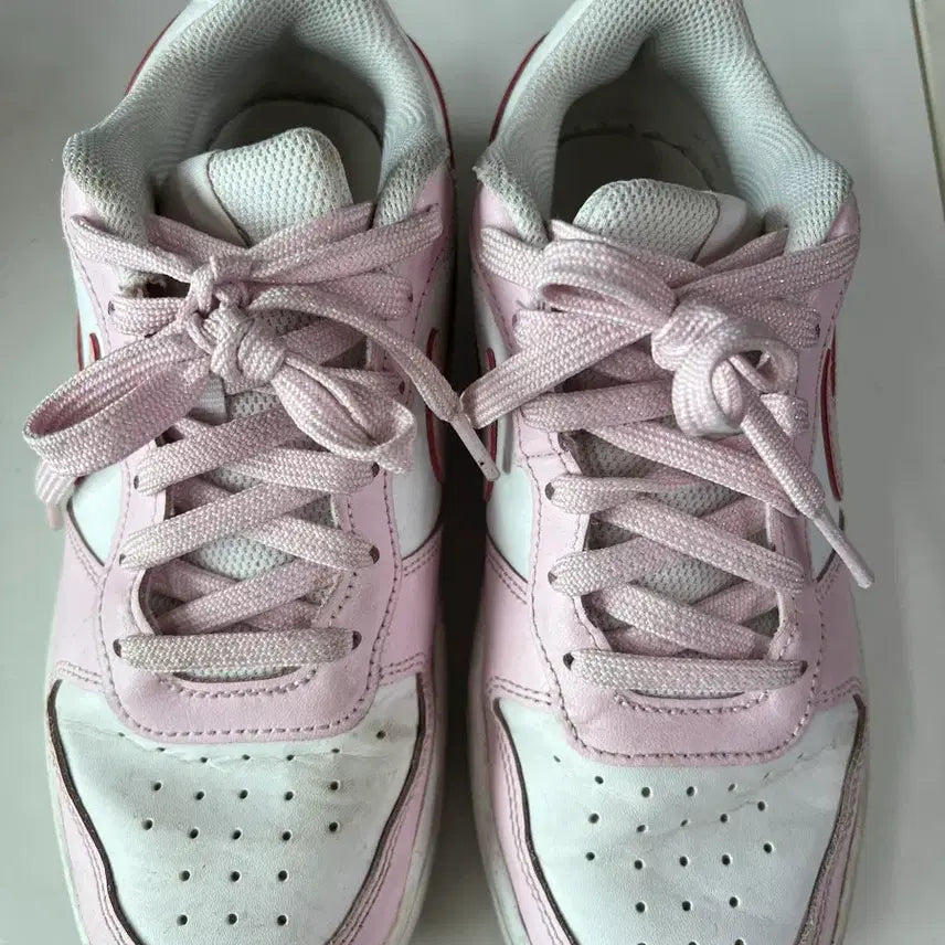 [BUNJANG] Nike Court Borough Low ReCraft White Pink Sneakers / 나이키 코트 버로우 로우 리크래프트 화이트 핑크