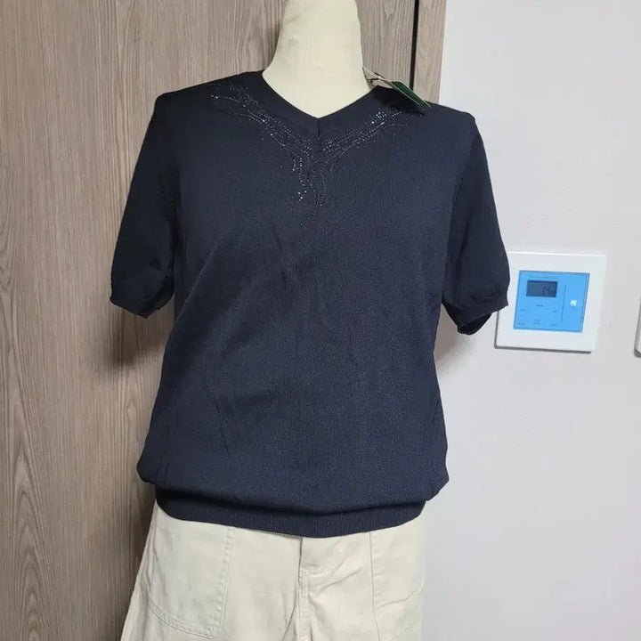 [BUNJANG] Crocodile Black Short Sleeve Knit Top / 새상품)  크로커다일 미사용품 블랙 반팔 니트  100