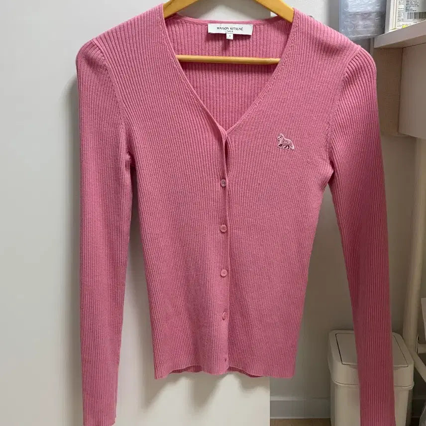 [BUNJANG] Maison Kitsune Pink Cardigan (Size S) / 메종키츠네 정품 핑크 가디건 사이즈 S