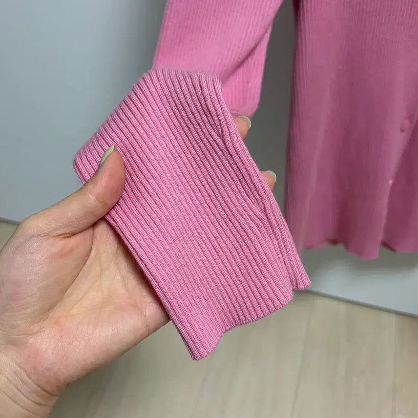 [BUNJANG] Maison Kitsune Pink Cardigan (Size S) / 메종키츠네 정품 핑크 가디건 사이즈 S