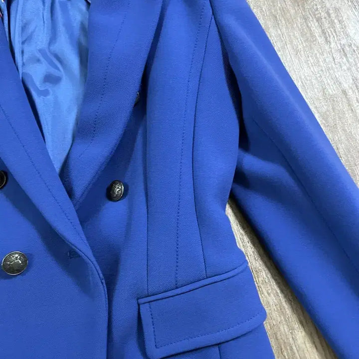 [BUNJANG] SOLEZIA Blue Double Button Jacket (S) / SOLEZIA 블루 더블 버튼 자켓(s)